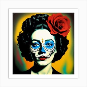 Day Of The Dead and a rose Art Print
