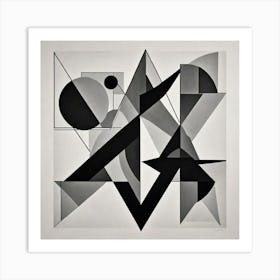 A Modern Abstract Artwork Composed Of Bold Geometric Shapes And Lines In A Monochrome Palette Convey 3731319958 Art Print