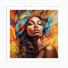 African Woman In Colorful Hat Art Print