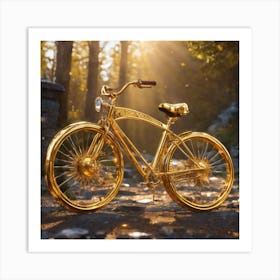 A Golden Bicycle Art Print