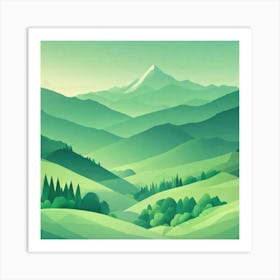 Misty mountains background in green tone 197 Art Print