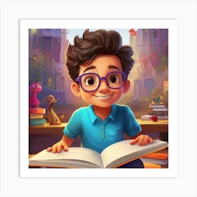 Boy Reading A Book Art Print