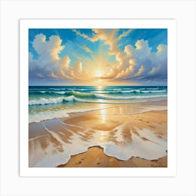 Sunset On The Beach Paintings Art Print 7 Art Print