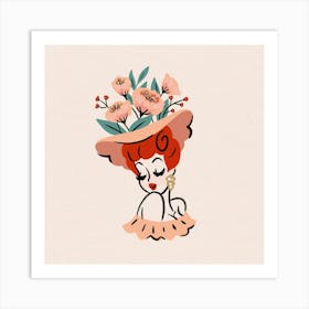Pink Flower Head Vase – Art Print Art Print