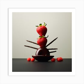 Artjuicebycsaba Chocolate Covered Strawbery Meets Japanese Zen 15 Art Print