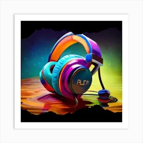 Headphones On A Table Art Print