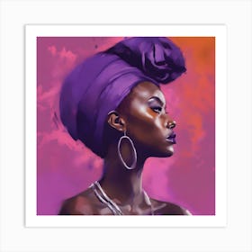 African Woman With Purple Turban Art Print