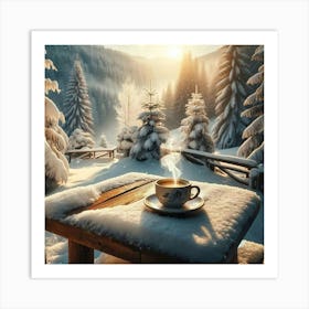 Coffee Cup In The Snow winter Art Print