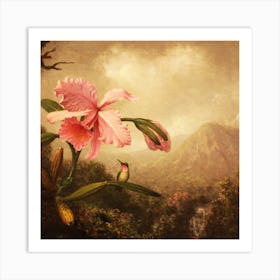 Hummingbird And Orchid Art Print