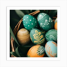 Easter Eggs In A Basket 1 Art Print