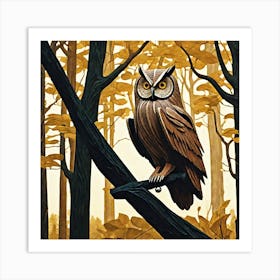 Owl In The Woods 13 Art Print