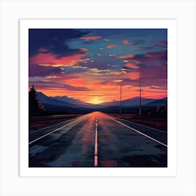 Sunset Road 1 Art Print