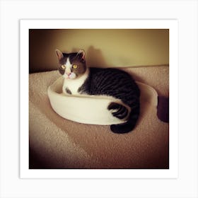 Cat In A Bowl Art Print