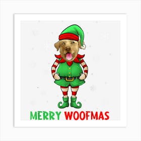 Funny Labrador Retriever Elf Merry Woof Mas Christmas Pajama Art Print