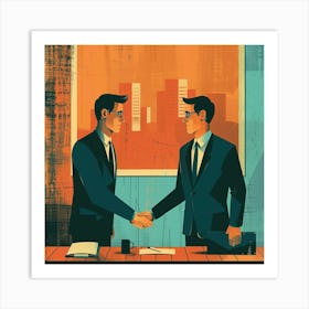 Two Businessmen Shaking Hands Art Print