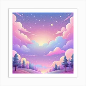 Sky With Twinkling Stars In Pastel Colors Square Composition 244 Art Print