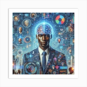 Businessman With Brain Art Print