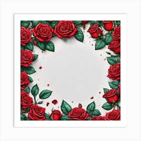 Red Roses Frame 1 Art Print