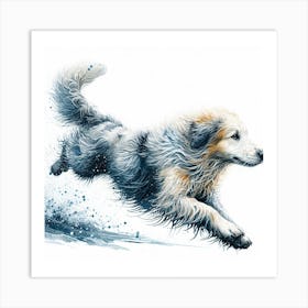 Dog In Motion, Dog Watercolour Art Print 2 Art Print