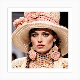 Model In Crocheted Hat Art Print