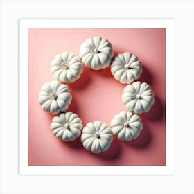 White Pumpkins In A Circle Art Print