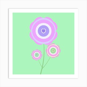 Pastel Flower Bunch Green Art Print