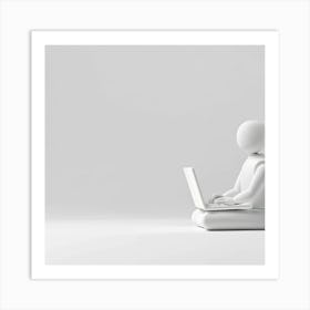 Man Using A Laptop Art Print