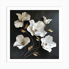 White Flowers Wall Art Affiche