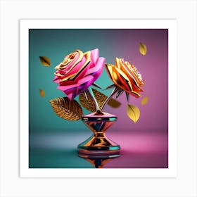 Tres Rosas Colores Fosforescentes 1 Art Print