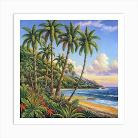 Palm Trees On The Beach 3 Art Print