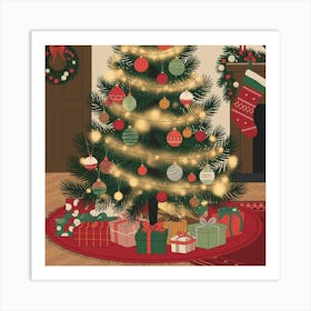 A Christmas Illustration Of A Decorated Lt6cc4zarigt5 Qqdqwjpa 8uxdptqmqasnn98m2hnyng Art Print