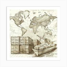 Sketch Of A World Map Art Print