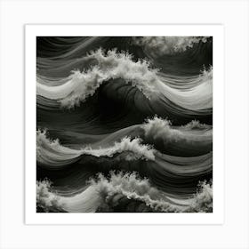 Waves Of Black And White Art Print