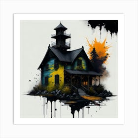 Colored House Ink Painting (83) Art Print