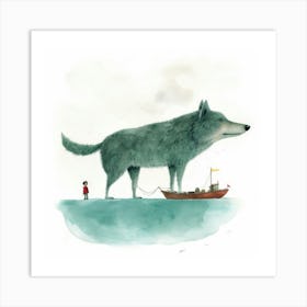 Wolf On A Boat Art Print