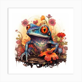 Frog flowers Art Print