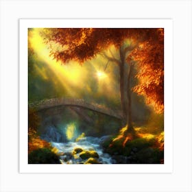 Bridge In The Forest Art Print