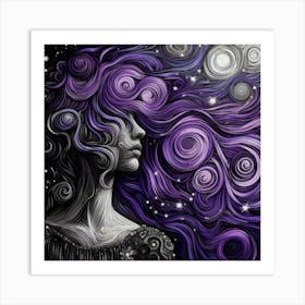 Purple Haired Girl Art Print