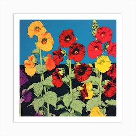 Hollyhock 2 Pop Art Illustration Square Art Print