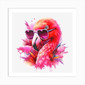 Flamingo In Sunglasses Art Print