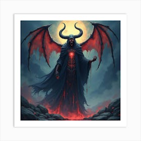 Demonic Soul In A Watercolor Mystical Abyss, Dark And Vivid 1 Art Print