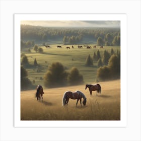 Horses In A Field 29 Art Print