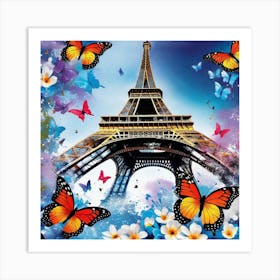 Paris With Butterflies 132 Art Print