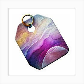 Purple And Yellow Tag With Gold Ring Art Print