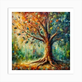 Textured trunk Tree branches with leaves Art Print