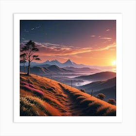 Sunset In The Mountains 5 Art Print