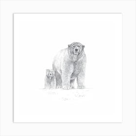 Two Bears Sketch Art Print