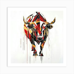 Bull.Generated AI. Wall Art Print 4 Art Print