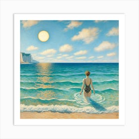 Swimming Late Afternoon Home Hotel Commercial Art Print