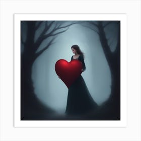 Woman Holding A Heart Art Print